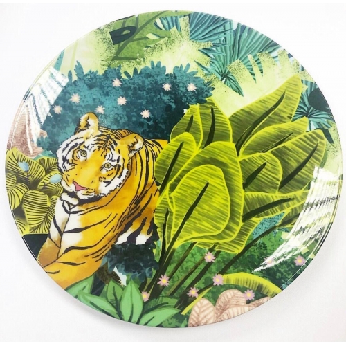 Jungle Tiger - ceramic dinner plate by Uma Prabhakar Gokhale