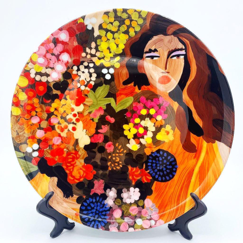 Autumnal Spring - ceramic dinner plate by Ana Clerici