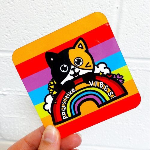 Pawsitive vibes - personalised beer coaster by Nicola Box