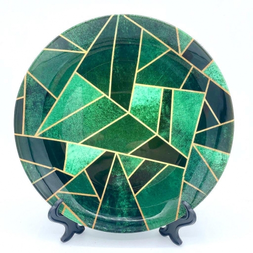 Emerald & Copper - ceramic dinner plate by Elisabeth Fredriksson