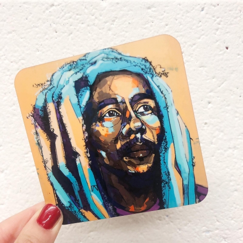 Thoughtful Bob - personalised beer coaster by Laura Selevos