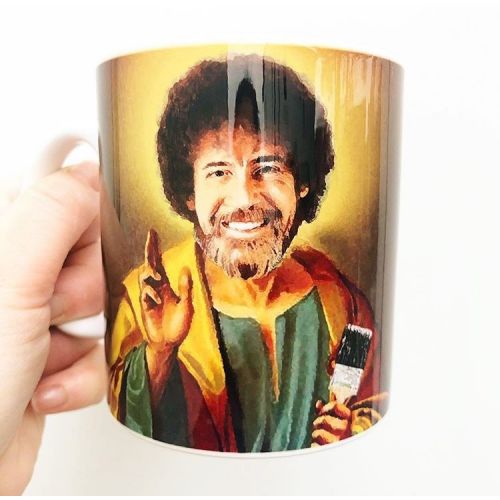 Patron Saint Of Chill - Bob Ross - unique mug by Wallace Elizabeth