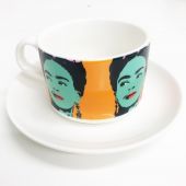 Frida - Orange, Green & Pink - personalised cup and saucer by Wallace Elizabeth