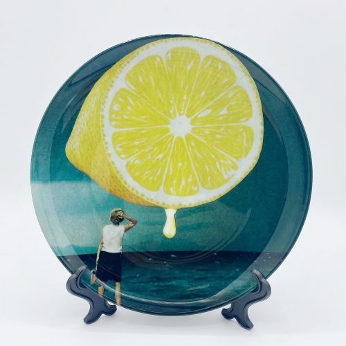When life gives you lemons.... - ceramic dinner plate by Maya Land