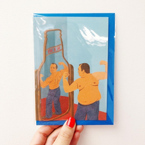 beer mirror - funny greeting card by John Holcroft
