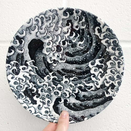 HATCH vs HOKUSAI - Masculine Wave - ceramic dinner plate by HATCH