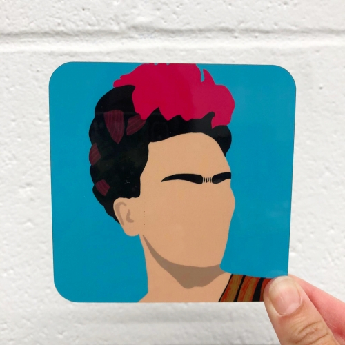 Frida - personalised beer coaster by Cheryl Boland