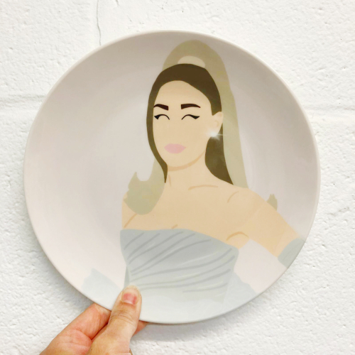 Ariana Grande - ceramic dinner plate by Cheryl Boland