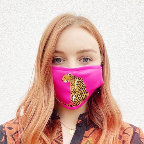 A Leopard Sits - face cover mask by Wallace Elizabeth
