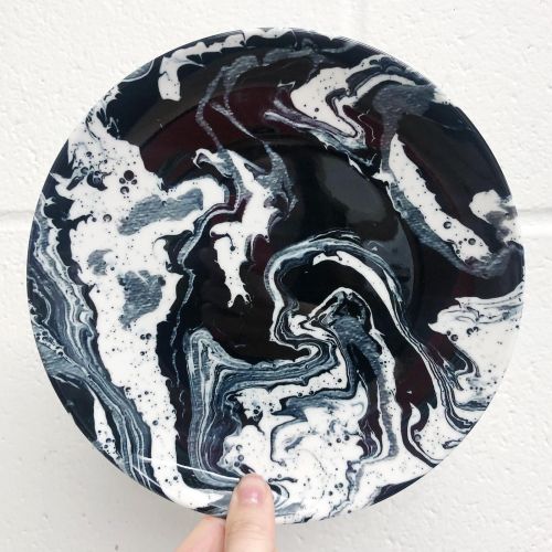 Black Marble Ink - ceramic dinner plate by Lily Humphreys