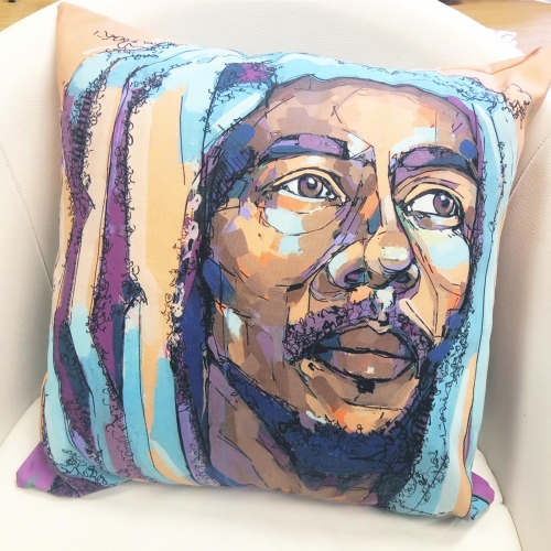 Thoughtful Bob - designed cushion by Laura Selevos