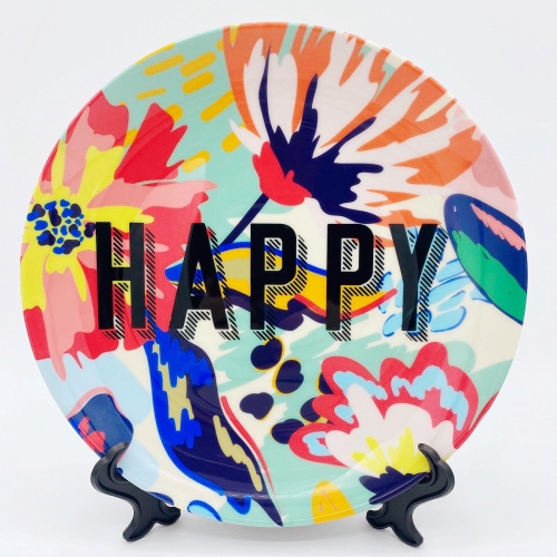 HAPPY - ceramic dinner plate by The 13 Prints