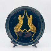Mirrored Cheetahs - ceramic dinner plate by Ella Seymour
