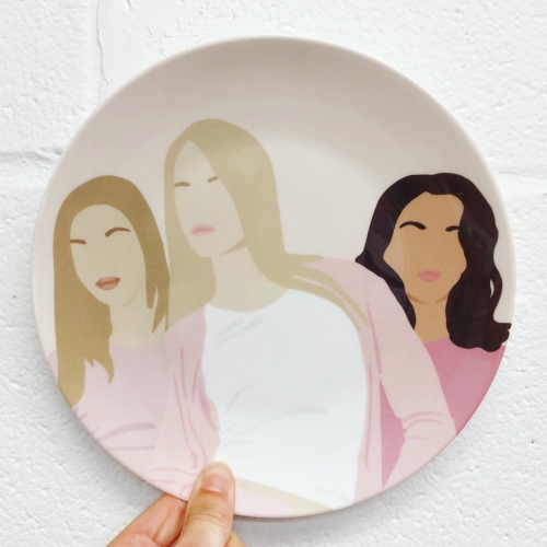 Mean girls - ceramic dinner plate by Cheryl Boland