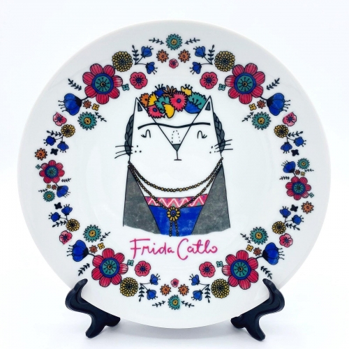 Frida Catlo - ceramic dinner plate by Katie Ruby Miller
