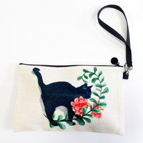 Capricious black cat - pretty makeup bag by DejaReve