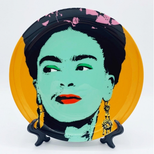 Frida - Orange, Green & Pink - ceramic dinner plate by Wallace Elizabeth