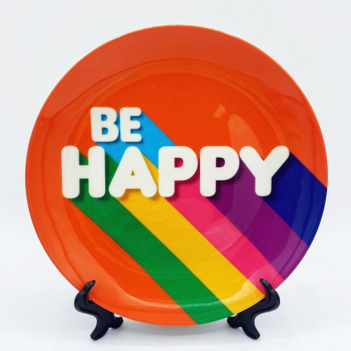 BE HAPPY - ceramic dinner plate by Ania Wieclaw
