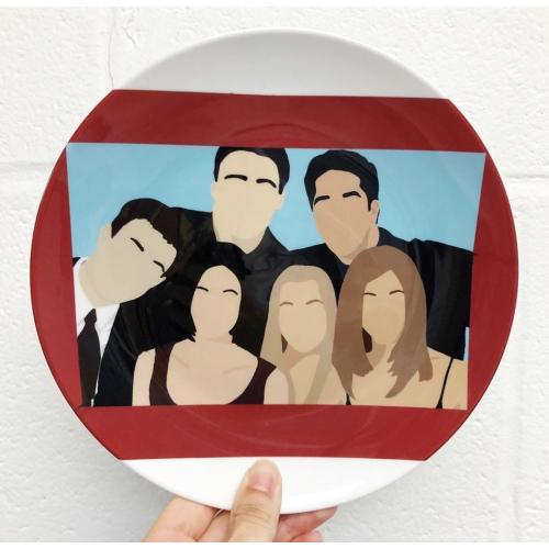 Friends Group Portrait - ceramic dinner plate by Cheryl Boland