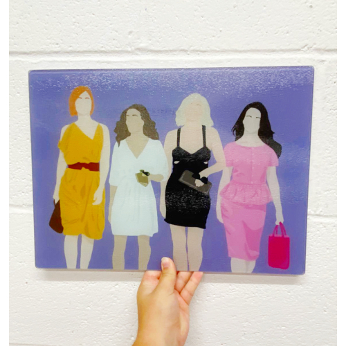 Sex and the city - glass chopping board by Cheryl Boland