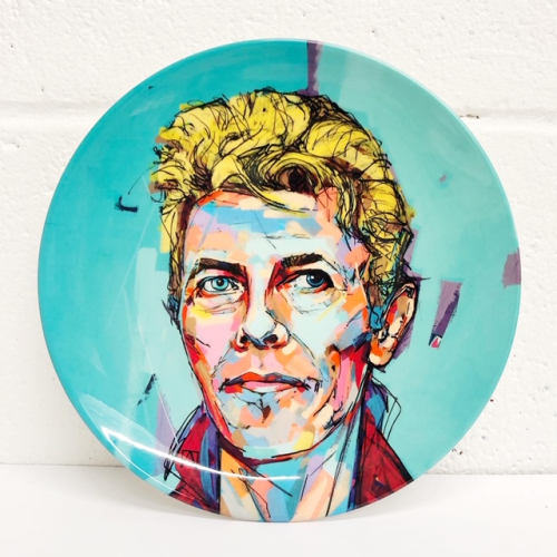 Hopeful Bowie - ceramic dinner plate by Laura Selevos