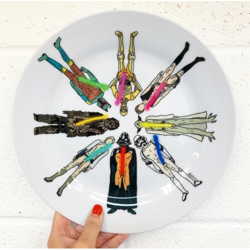 Naughty Lightsabers - ceramic dinner plate by Notsniw Art