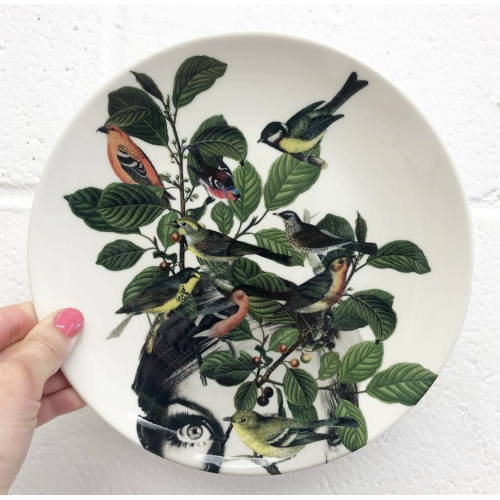 Twiggy Eyes - ceramic dinner plate by Frida Floral Studio