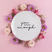 You Are Enough - ceramic dinner plate by Giddy Kipper