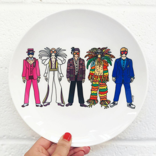 Fashion Costumes - ceramic dinner plate by Notsniw Art