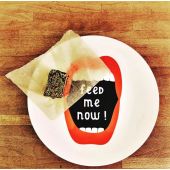 Feed Me Now ! - ceramic dinner plate by Adam Regester
