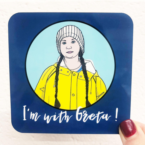 With Greta ! - personalised beer coaster by Adam Regester