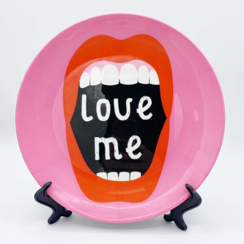 Love Me ! - ceramic dinner plate by Adam Regester