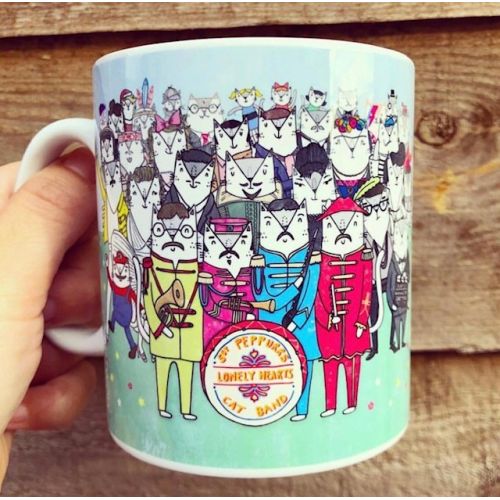 Sgt. Peppurrs Lonely Hearts Cat Band - unique mug by Katie Ruby Miller