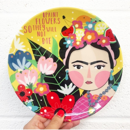 FRIDA LOVES FLOWERS - ceramic dinner plate by Nichola Cowdery