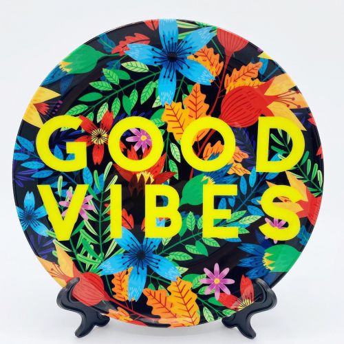 Good Vibes Flowers - ceramic dinner plate by The 13 Prints