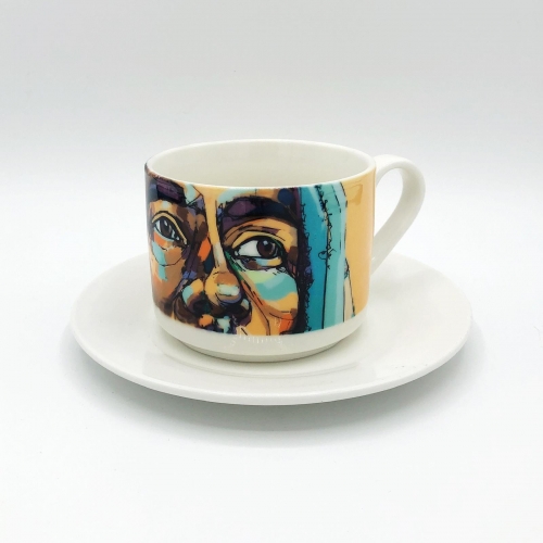 Thoughtful Bob - personalised cup and saucer by Laura Selevos