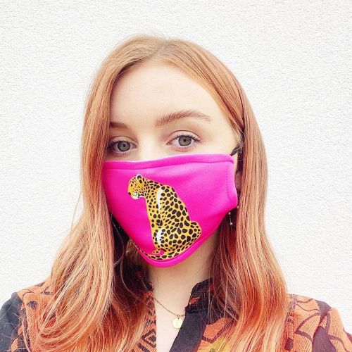 A Leopard Sits - face cover mask by Wallace Elizabeth