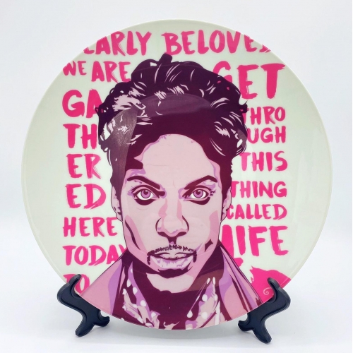 Prince - Purple Reign - ceramic dinner plate by Rick Letford