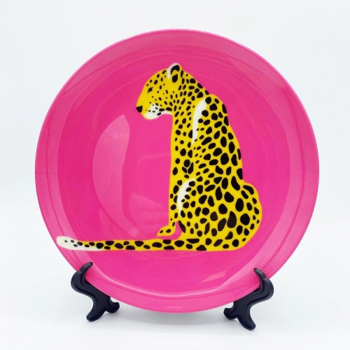 A Leopard Sits - ceramic dinner plate by Wallace Elizabeth