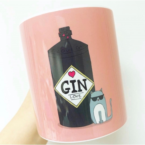 GIN & CAT - unique mug by Nichola Cowdery