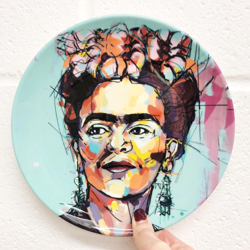Sassy Frida - ceramic dinner plate by Laura Selevos
