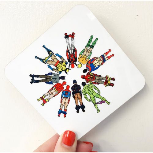 Superhero Butts Circular Round - personalised beer coaster by Notsniw Art