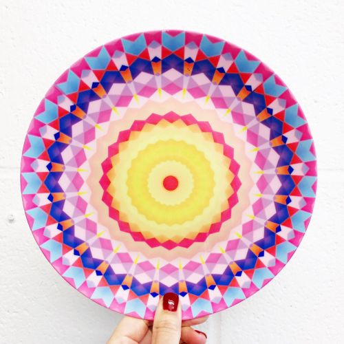 Vibrant Mandala - ceramic dinner plate by Kaleiope Studio
