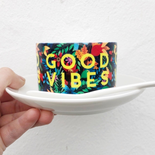 Good Vibes Flowers - personalised cup and saucer by The 13 Prints
