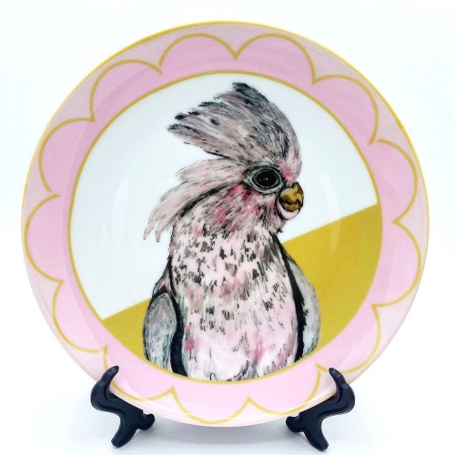 Cheepy Cheeps Parakeet - ceramic dinner plate by Hannah Carvell