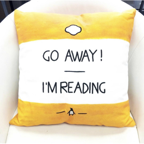 Go Away, I'm Reading - Watercolour Illustration - designed cushion by A Rose Cast - Karen Murray