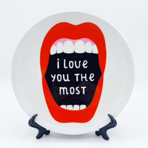 I Love You The Most - ceramic dinner plate by Adam Regester