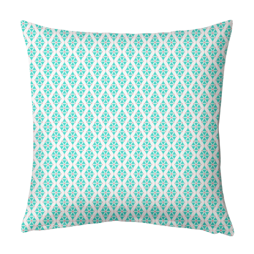 Pastel Blue and White Geometric Pattern - designed cushion by Elaine Ayling