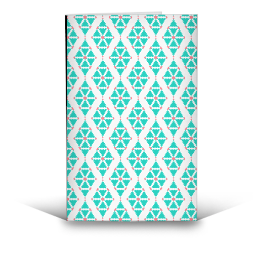 Pastel Blue and White Geometric Pattern - funny greeting card by Elaine Ayling