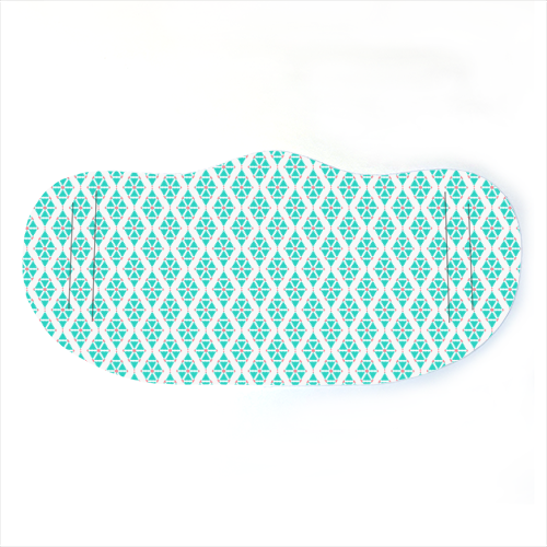 Pastel Blue and White Geometric Pattern - face cover mask by Elaine Ayling